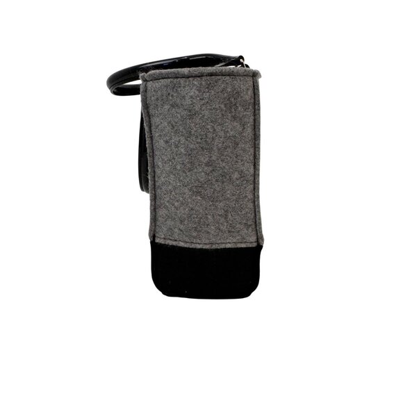 NWOT Kate Spade Black & Gray Wool Blend Tote Bag Gold Button Polka Dot Interior - Picture 3 of 12